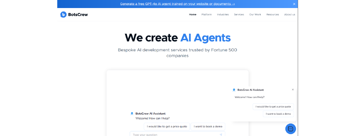 BotsCrew is a custom chatbot development company that provides end-to-end chatbot development services.