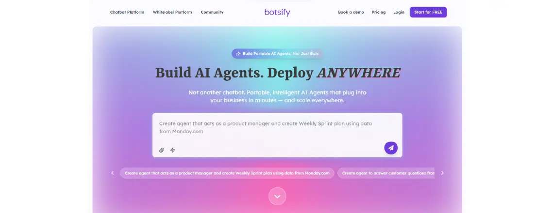 Botsify is a versatile multi-platform chatbot builder that specializes in building intelligent chatbots for websites, WhatsApp Business, and other popular platforms.
