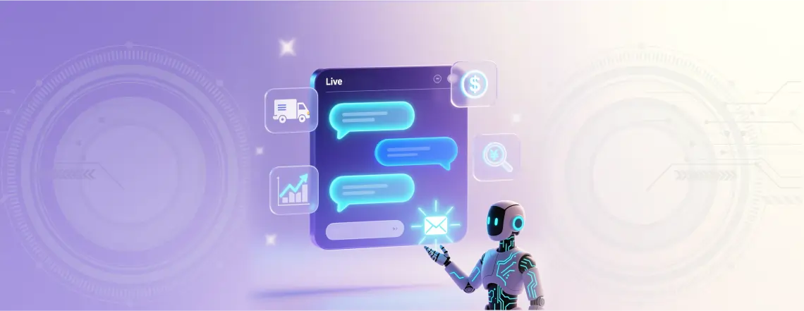 Icon and text highlighting Canned Responses feature, showing automated preset replies that provide fast and efficient answers in live chat lead generation.