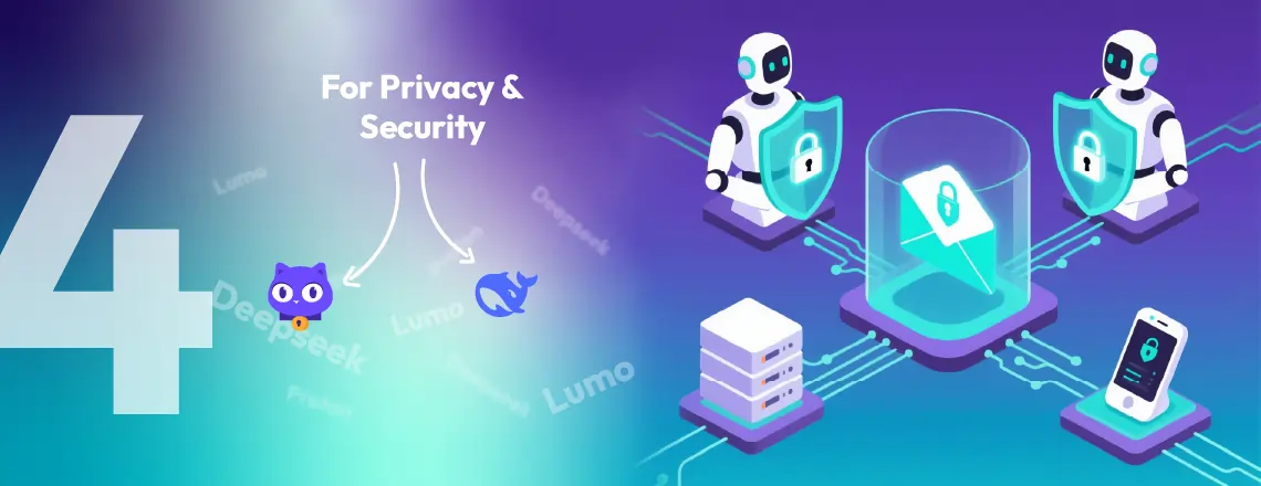 AI reply generator tools for Privacy and Security featuring proton lumo and deepseek R1
