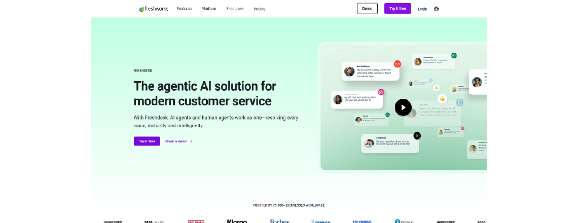 Freshdesk operates through Freddy AI to enable organizations to handle customer communications via email, chat, and social media platforms.