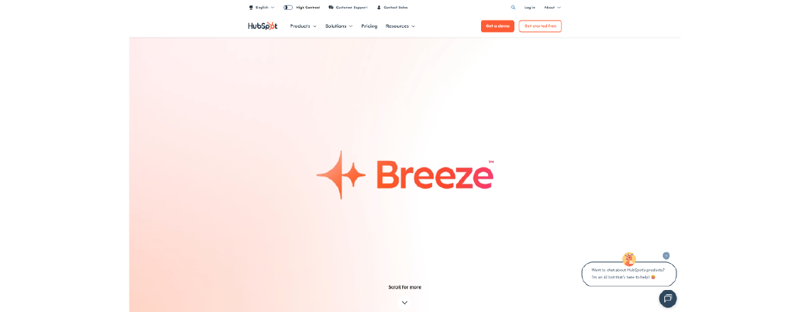 HubSpot is a free AI chatbot tool connected with the HubSpot CRM platform. Real-time chat service that automates chats with customers, such as booking and lead qualification.