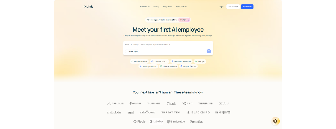 Lindy is an AI chatbot software for communicating with customers on websites. It can be added to websites or Slack.