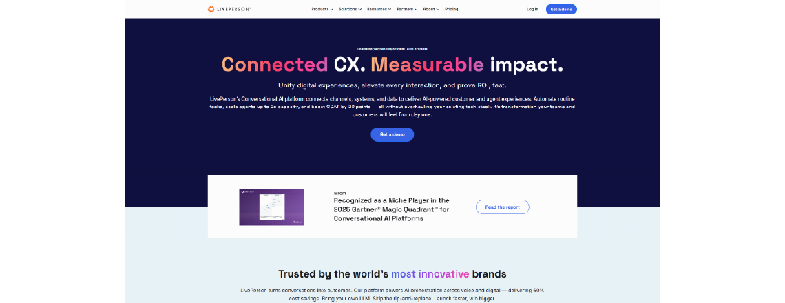 LivePerson is an AI chat widgets that provide the facility of Conversational AI, compliance-ready, advanced NLP, and omnichannel messaging. It provides real-time support and service to the customer.