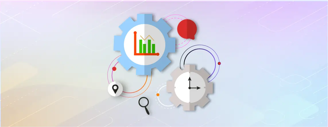 Illustration of AI quality and accuracy measurement showing data charts, check marks, and analytics symbols representing precision and relevance of AI outputs