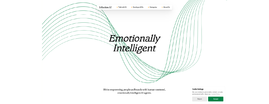Pi (Inflection AI) AI chat reply generator interface, introducing Pi (Inflection AI) as a personal AI assistant.