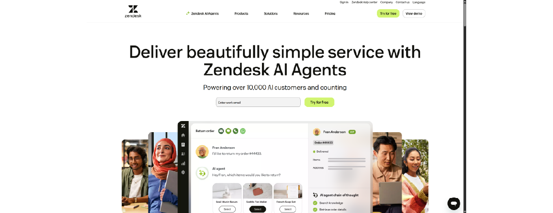 Zendesk is a customer service platform for enterprises that includes live chat as its core feature, which helps companies to provide real-time support to customers.