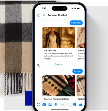 Integration of retail chatbots by burberry luxury brand