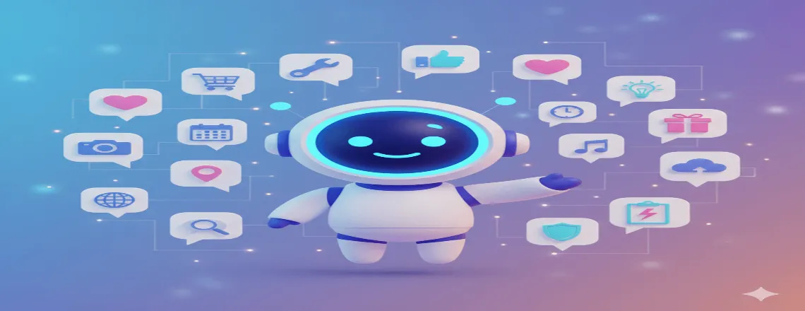 Visual collage of 20 live chat welcome message examples organized by business type.