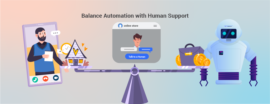 E-commerce chatbots balancing automation with human support for effective customer service