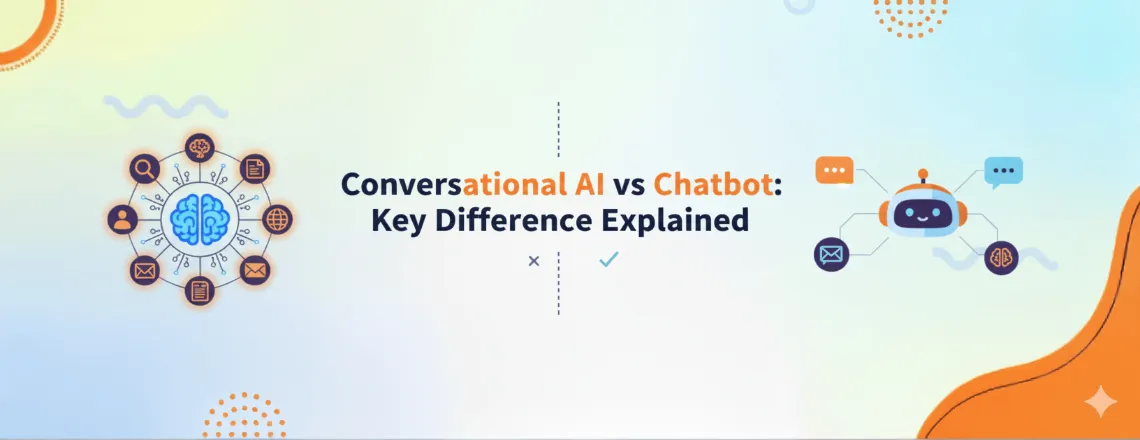 Comparison chart highlighting differences between conversational AI and traditional chatbots