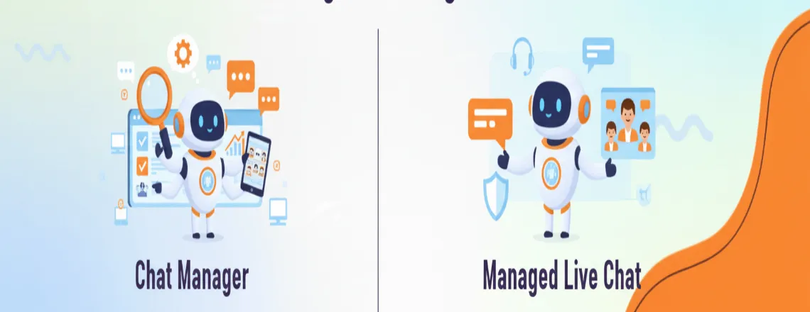 Comparison chart between a Chat Manager and managed live chat services.