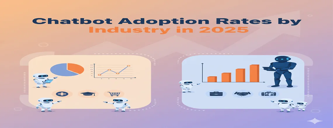 Chatbot Survey Statistics 2025 for banking, retail, healthcare, customer service, and education showing AI-powered adoption trends and usage patterns.