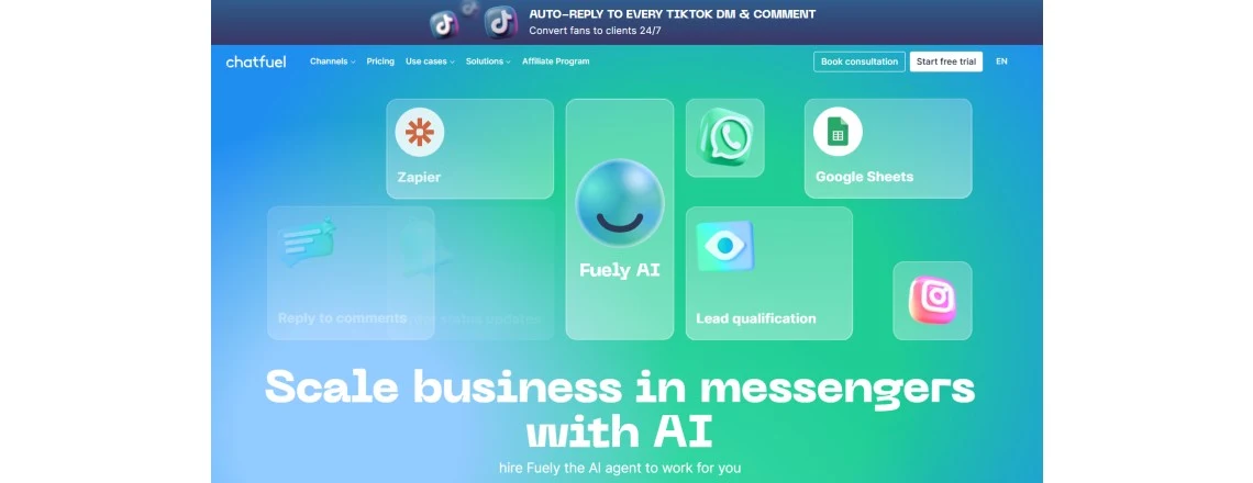 Chatfuel is an expert in automating social media marketing and specializes in developing chatbots for Facebook, Instagram, and WhatsApp.