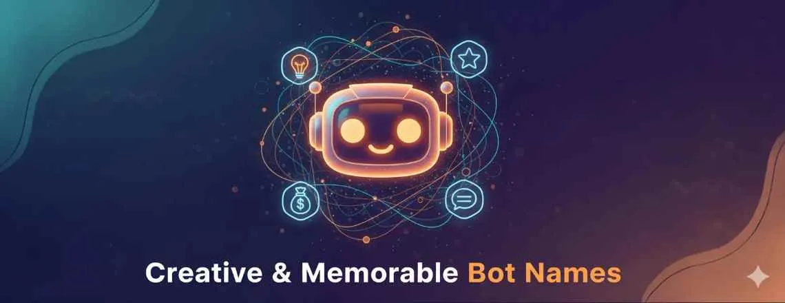 Visual representing creative and memorable Chatbot Names — colorful and unique chatbot icons highlighting imaginative naming ideas designed to stick in users’ minds.