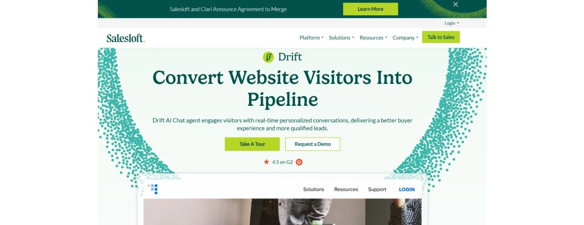 Drift specializes in B2B lead generation and sales conversion.