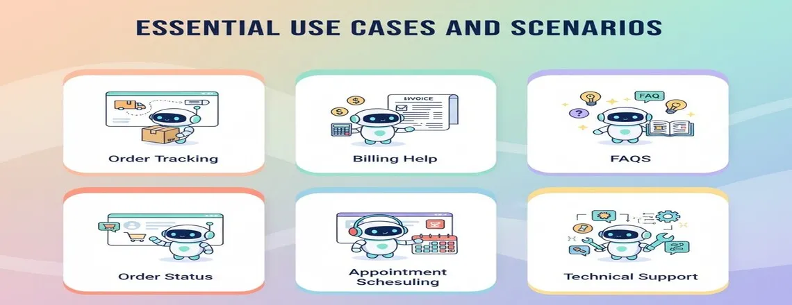 Conversational AI handles FAQs, onboarding, order tracking, billing, and proactive alerts effectively.