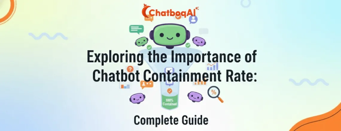 Illustration explaining the importance of Chatbot Containment Rate — analytics dashboard showing chatbot performance metrics, highlighting how effective containment improves efficiency and customer satisfaction.