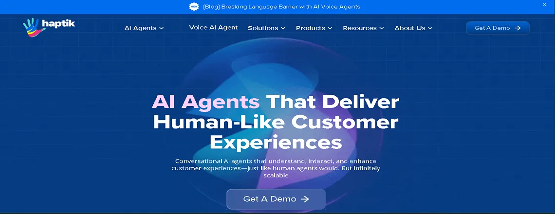 Haptik AI chatbot with human-like conversational virtual assistants