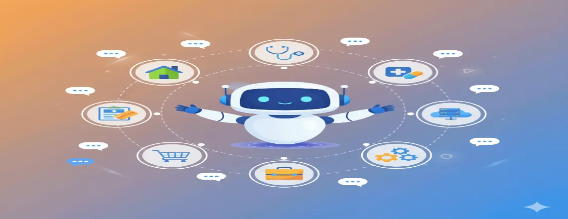 Examples of live chat welcome messages customized for SaaS, e-commerce, and healthcare.