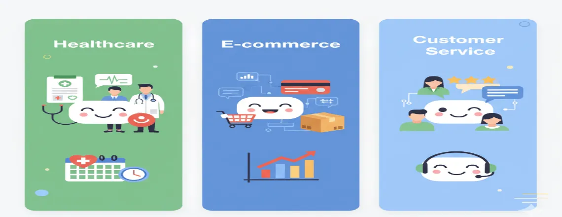 Examples of Chat Manager applications in e-commerce, SaaS, healthcare, and field services.