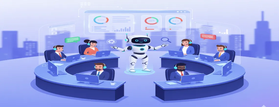 Image showing a Chat Manager overseeing a live chat team for better customer service.