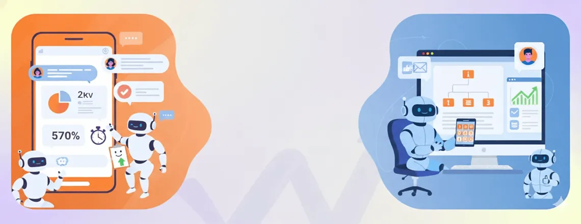 Customer support agent using canned response templates to improve live chat efficiency.