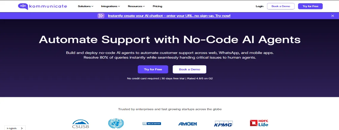 Comprehensive Chatbot Platforms - Kommunicate