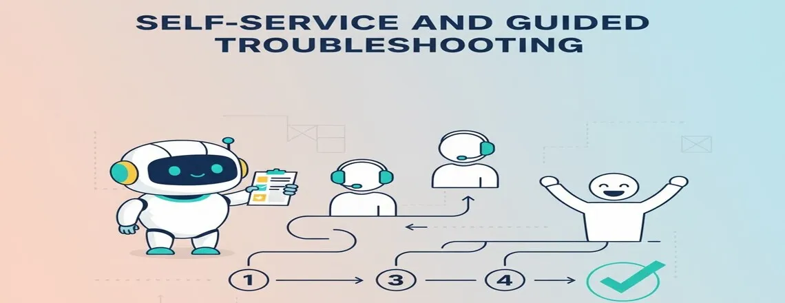 Self-service customer support chatbots guiding users through troubleshooting and issue resolution