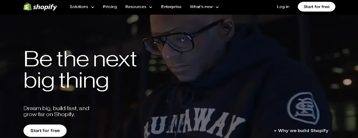 Illustration of Shopify as an easy-to-use online store builder and WordPress alternative.