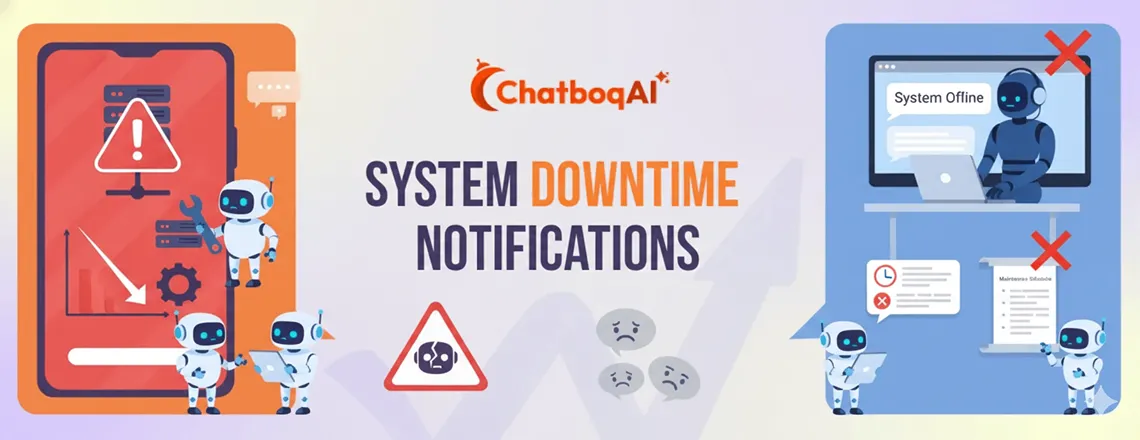 Maintenance alert message written as a canned response for service downtime.