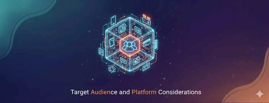 Illustration showing target audience and platform considerations for Chatbot Names — chatbots displayed across different devices and user groups, highlighting how naming choices cater to audience preferences and platform context.