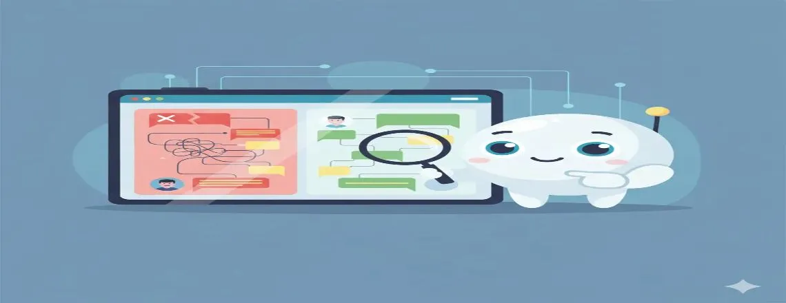 Visual representing testing and refinement of AI chatbot personality — developers analyzing chatbot interactions, identifying improvements, and fine-tuning responses for optimal performance and user satisfaction.