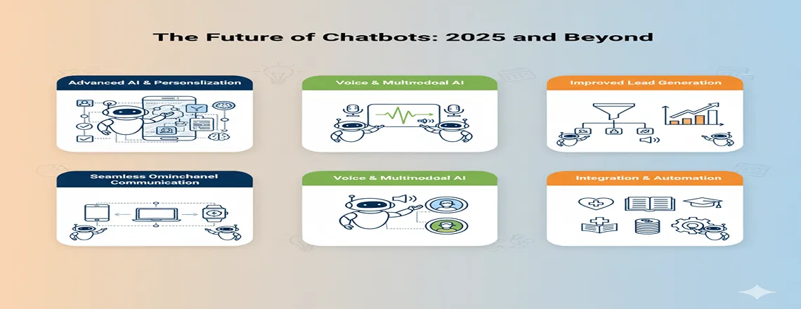 Chatbots in business will integrate text, voice, and visual interactions, offering smarter, personalized, and context-aware support in the future.