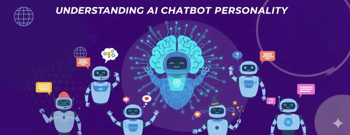 Illustration representing AI chatbot personality — a digital assistant with expressive emotions and human-like communication traits, symbolizing how AI chatbots develop unique personalities to enhance user engagement.
