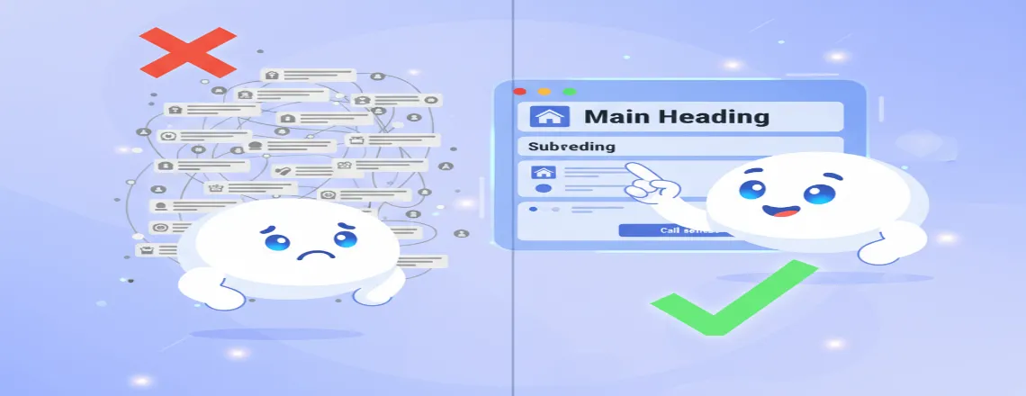 Visual hierarchy techniques enhancing readability and website user experience.