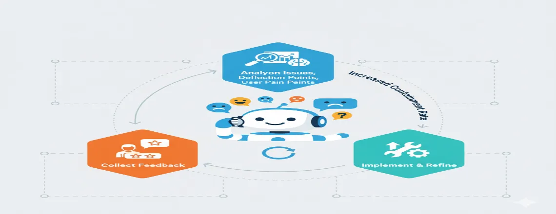 Visual representing feedback loop — customer ratings and sentiment analysis used to enhance Chatbot Containment Rate performance.