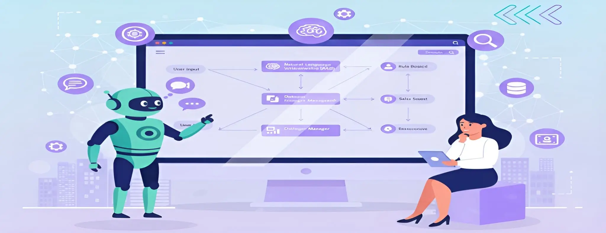 A chatbot is a tool that communicates with customers using artificial intelligence (AI) and human-like language. 