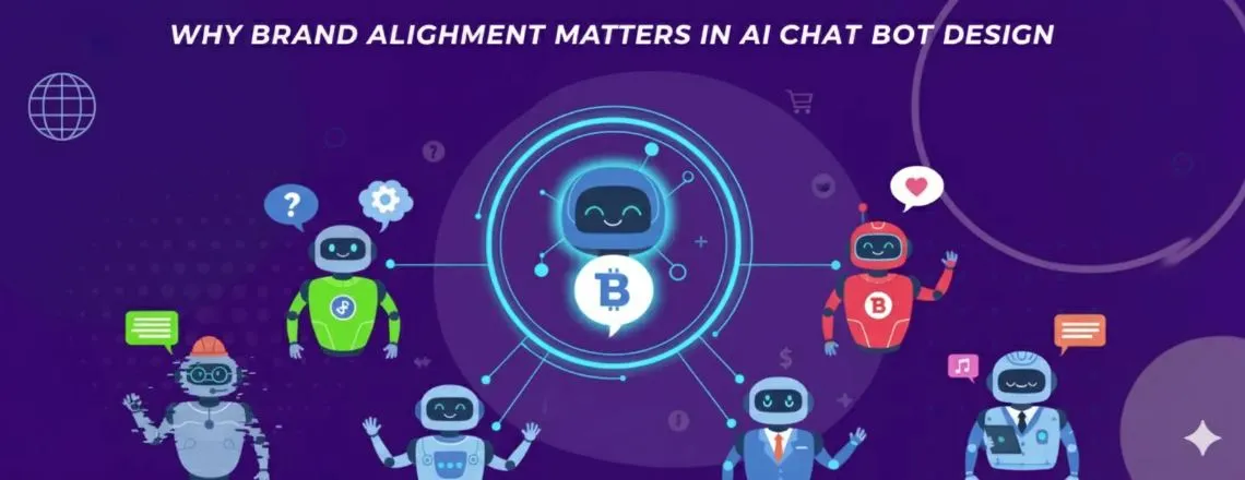 Visual showing AI chatbot personality aligned with brand identity — chatbot interface reflecting company colors, tone, and style to maintain consistent brand communication.