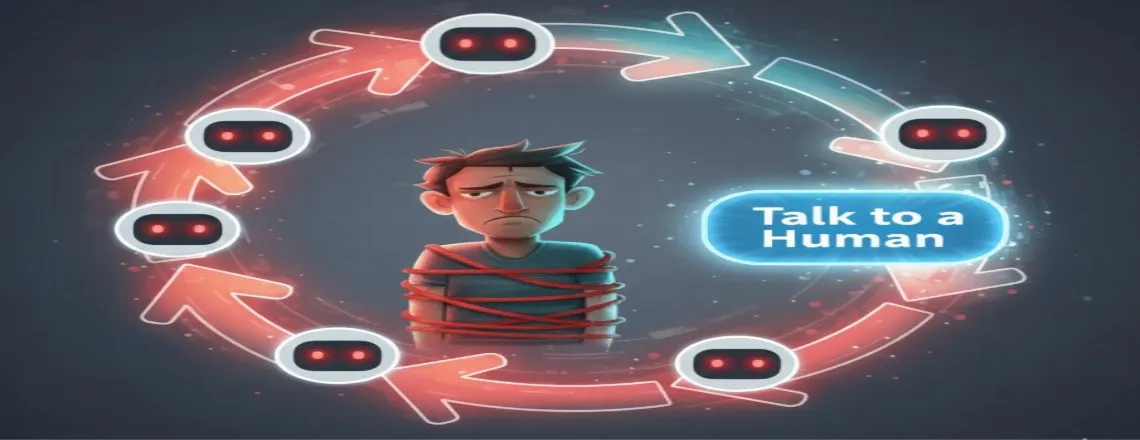 Customer trapped in chatbot loop needing human support handoff option