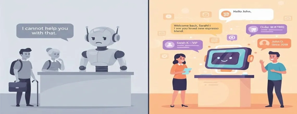 Generic chatbot responses versus personalized customer interactions using customer data