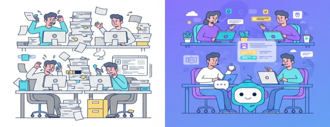 Key business benefits of implementing AI chatbots including cost savings and improved customer service