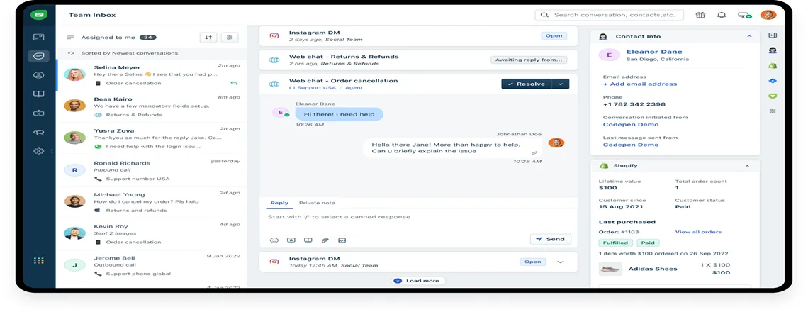 Freshchat live chat and messaging software for customer engagement