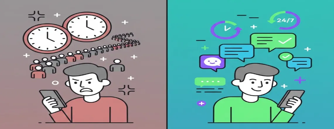 Key benefits of voice chatbots including reduced wait times and 24/7 availability