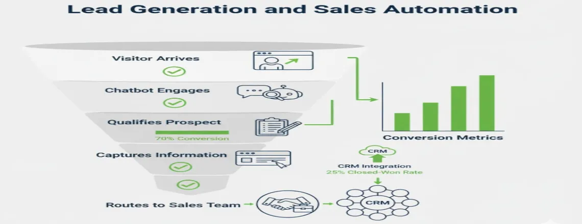 Chatbot collecting lead information and routing it to a CRM.