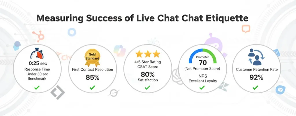 Dashboard displaying analytics for live chat performance and customer satisfaction.