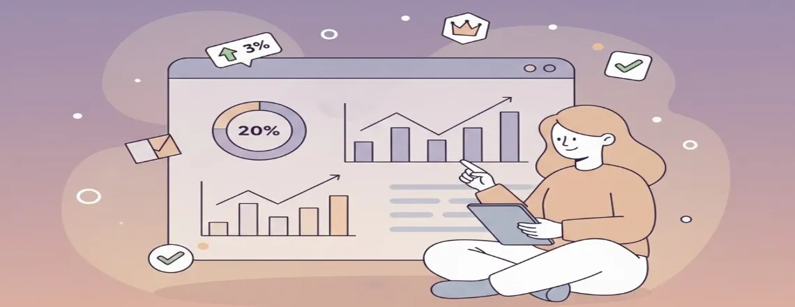 Chatbot analytics dashboard displaying KPIs, performance metrics, customer satisfaction scores, and optimization insights