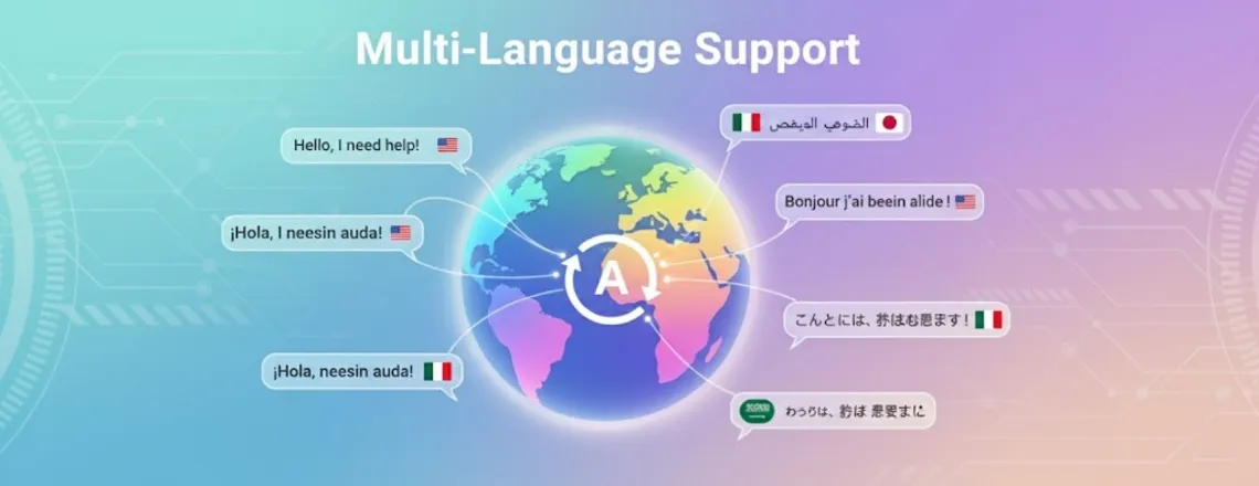Chatbot translating messages and supporting multiple languages.