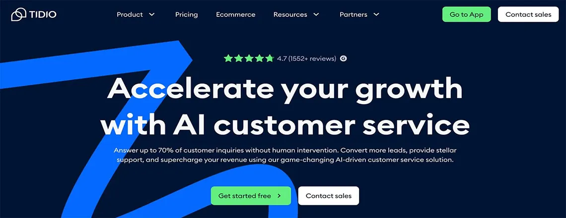 Tidio live chat and chatbot tool for customer support and lead generation.