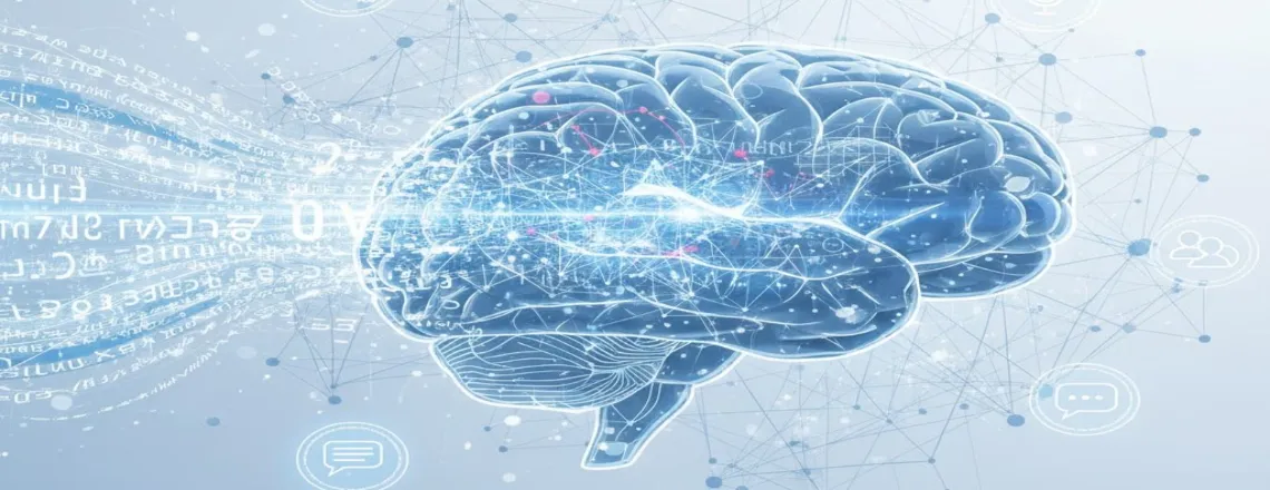 Visual representation of Natural Language Processing and AI technology powering intelligent chatbot conversations and user understanding